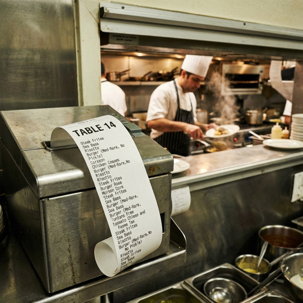 Kitchen printer outputting table order