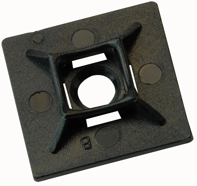 Self Adhesive Cable Tie Mounts, 28x28mm, Black, Pack of 100, Partex HFC2/4BLACK