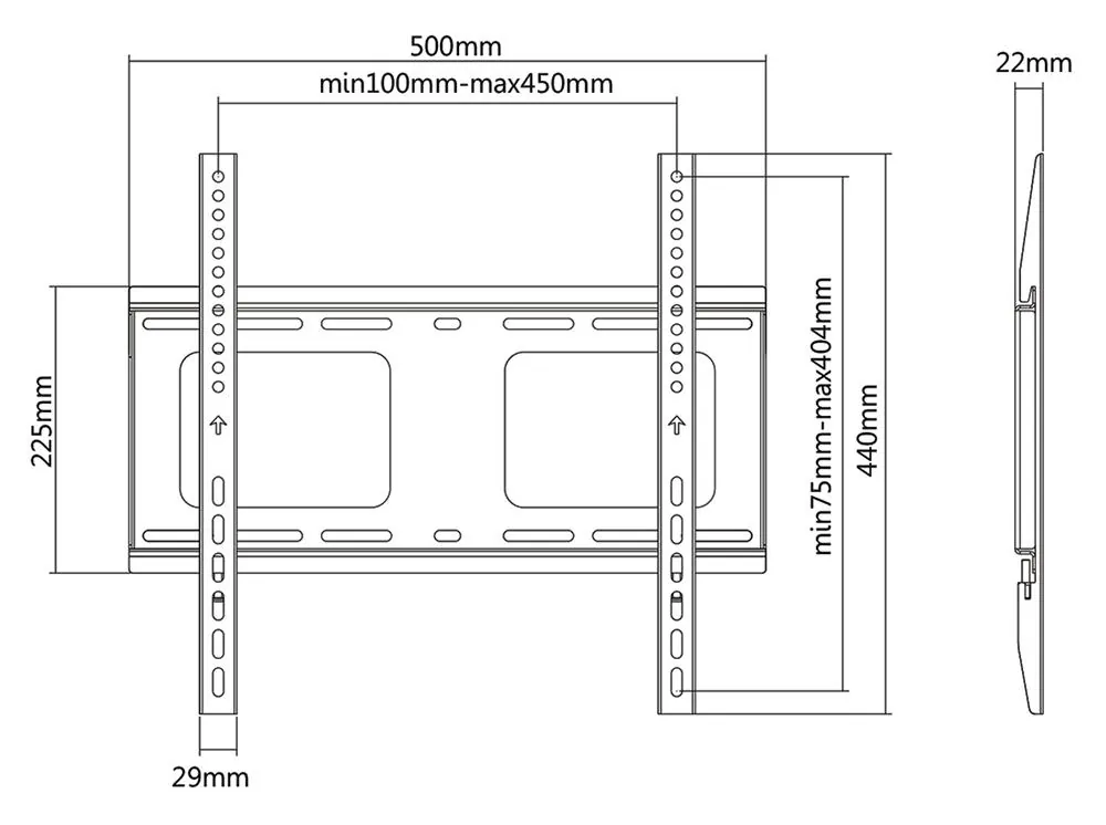 Fixed Slim TV Wall Mount for 32 to 75 inch Screens, TTAP Group TTD404FHD, photo 2