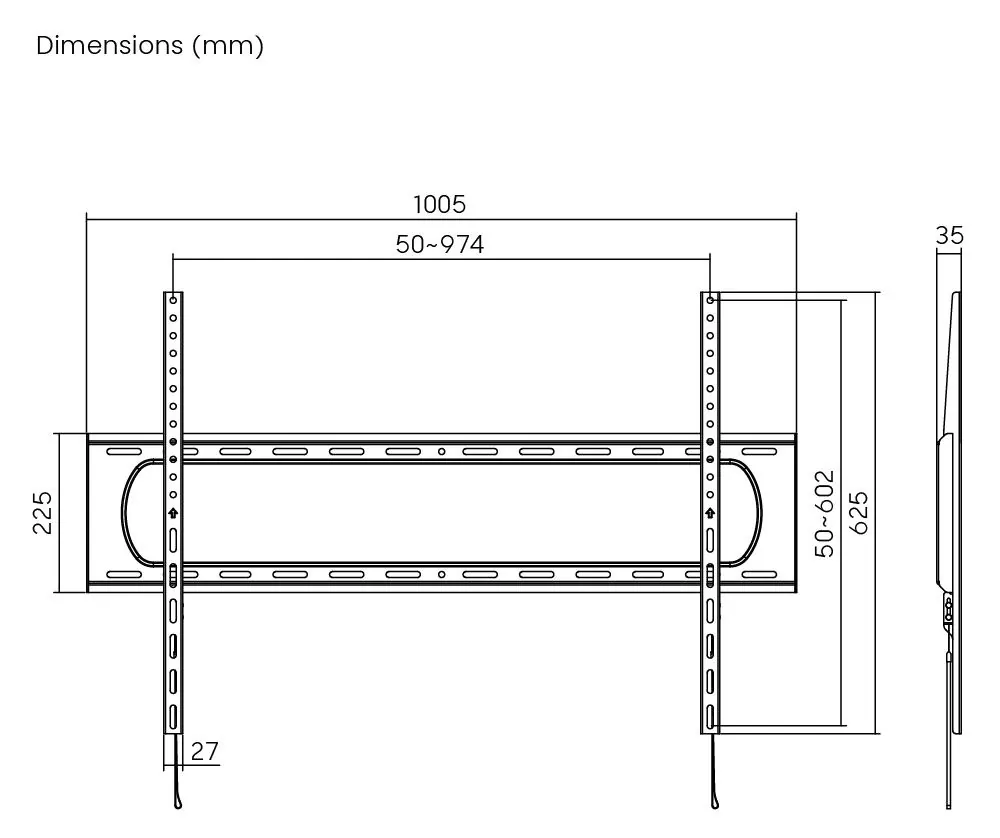 Fixed Slim TV Wall Mount for 60 to 120 inch Screens, Pro Signal PSGL0144, photo 4