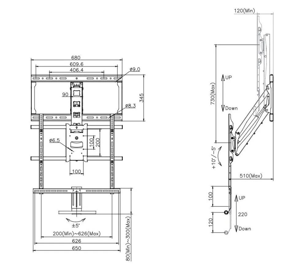 Full Motion TV Wall Mount for 40 to 65 inch Screens, Multibrackets MB6744, photo 8