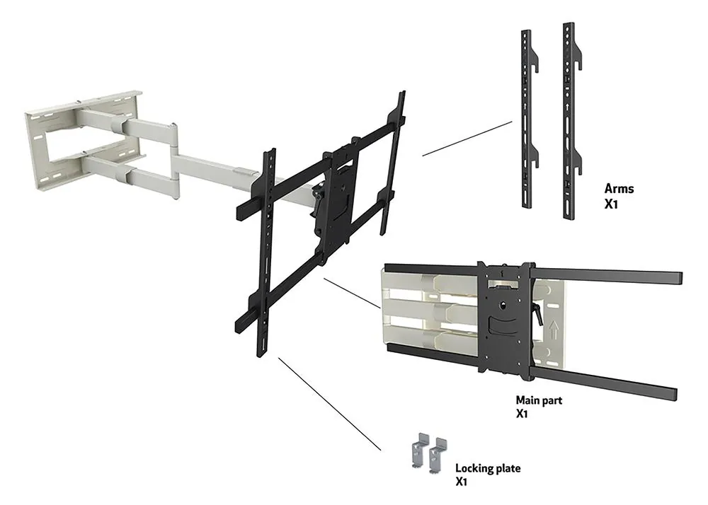 Full Motion TV Wall Mount for 42 to 75 inch Screens, Multibrackets 7350073736874, photo 4