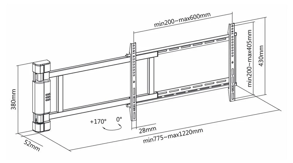 Motorised TV Wall Mount for 42 to 75 inch Screens, Multibrackets MB2642, photo 8
