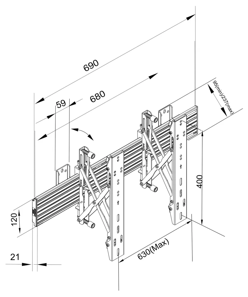 Push-In Pop-Out TV Wall Mount for 40 to 75 inch Screens, Multibrackets 7350073734115, photo 6